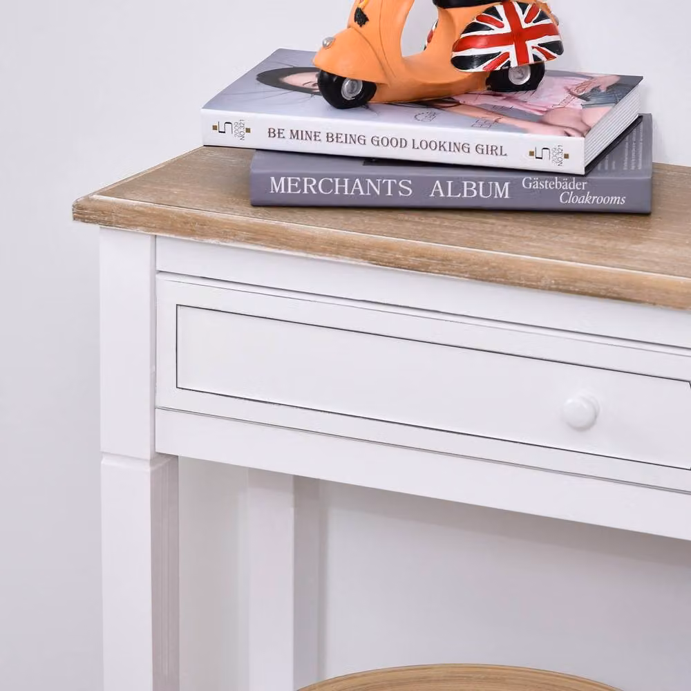 Wyld Haus Sacoso Retro Console Table with Drawer and Two Shelves in White, W/D/H: 75.6 x 27.5 x 80.5 cm – 6