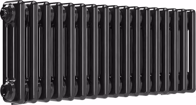 Lux Heat Black Nickel Lacquer Horizontal Column Radiator, H 78.5 cm x W 30 cm x D 12.6 cm