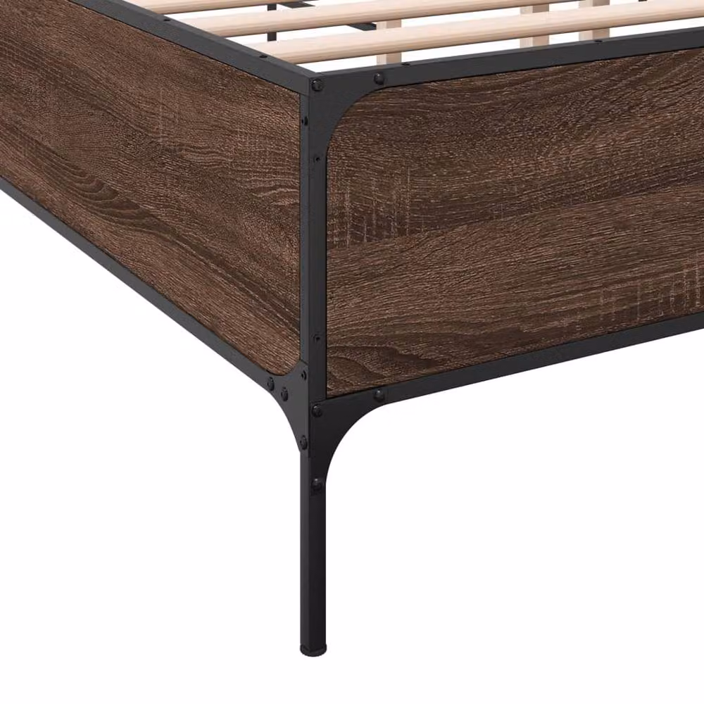 Berkfield Home Bed Frame in Brown Oak, W/D/H: 140 x 190 cm – 4