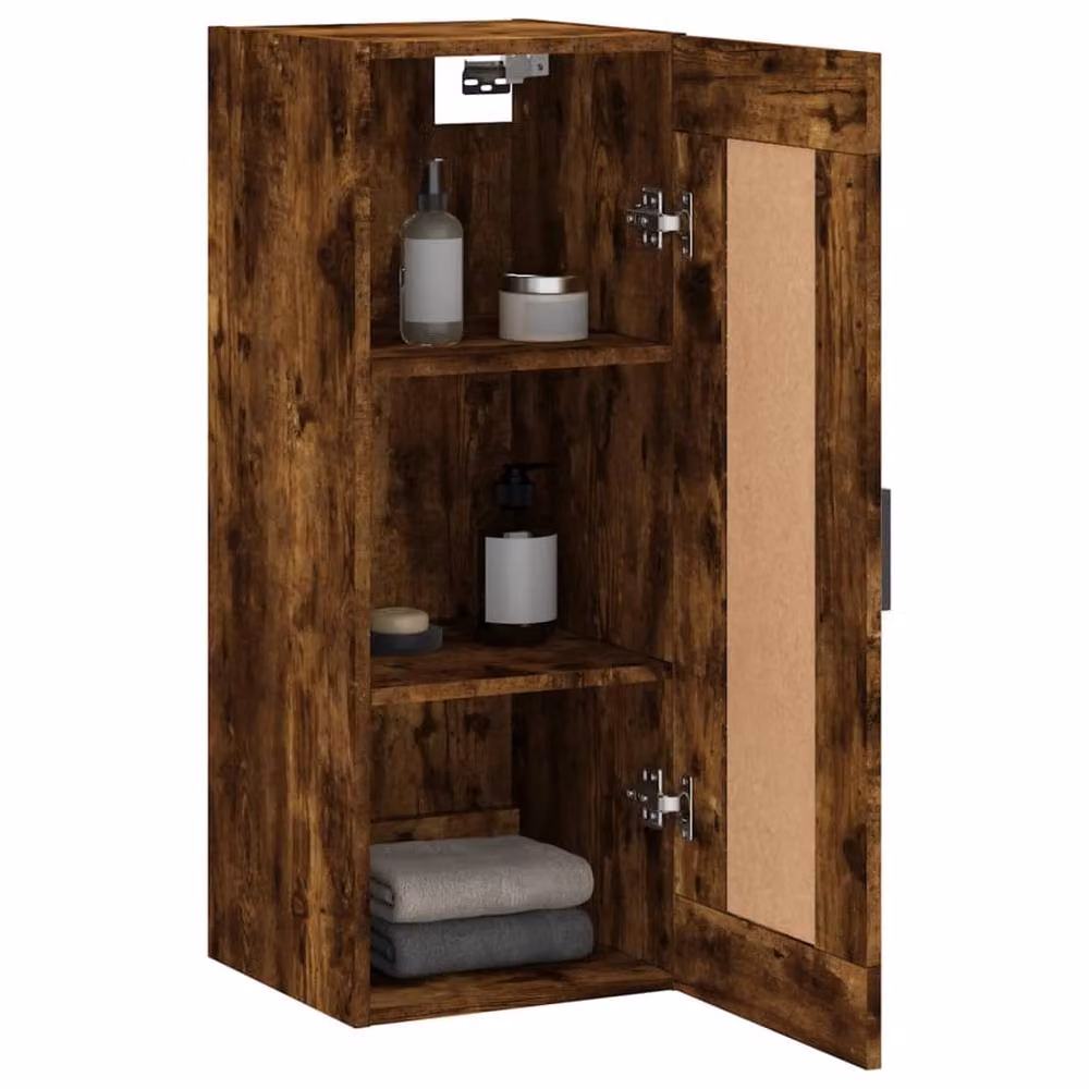 Berkfield Home Wall Mounted Smoked Oak Cabinet in Brown, W/D/H: 34.5 x 34 x 90 cm – 4