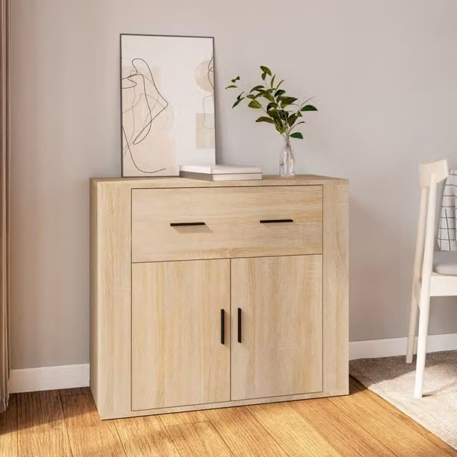 Berkfield Home Sonoma Oak Sideboard in Beige, W/D/H: 80 x 33 x 70 cm – 1