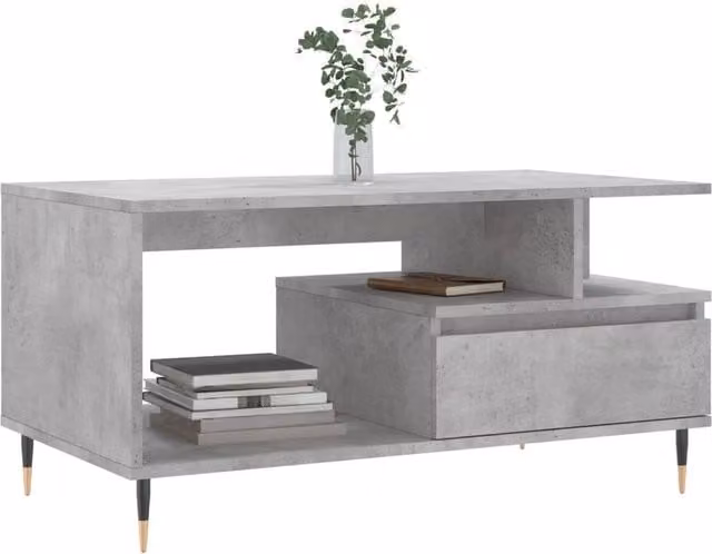 Berkfield Home Modern Rectangular Coffee Table in Concrete Grey, W/D/H: 90 x 49 x 45 cm – 1
