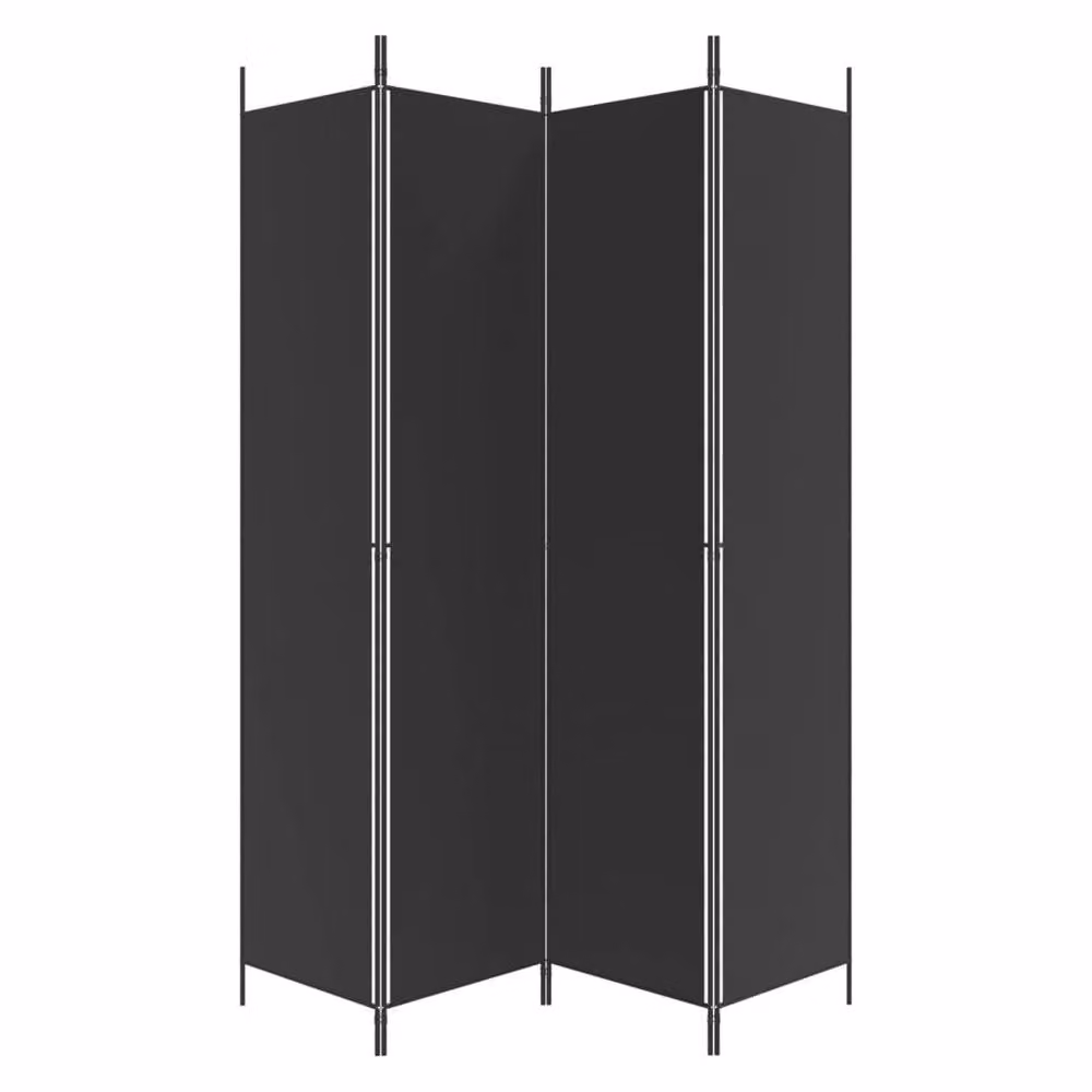 Berkfield Home 4-Panel Fabric Room Divider in Black, W/H: 200 x 220 cm – 3