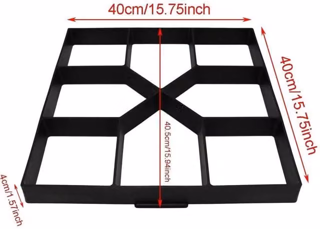 FLAVORA 2-Piece DIY Concrete Path Paving Stone Mold, Black, W: 100 cm x D: 1000 cm