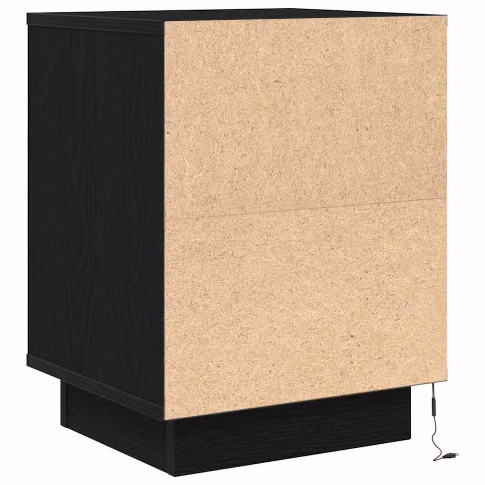 Berkfield Home Durable Bedside Cabinet with Integrated LED Lights, Black, W/D/H: 38 x 34 x 50 cm – 6