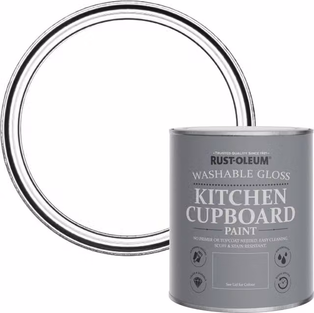 Rust-Oleum Kitchen Cupboard Paint in Gloss Finish, White, 0.75 l