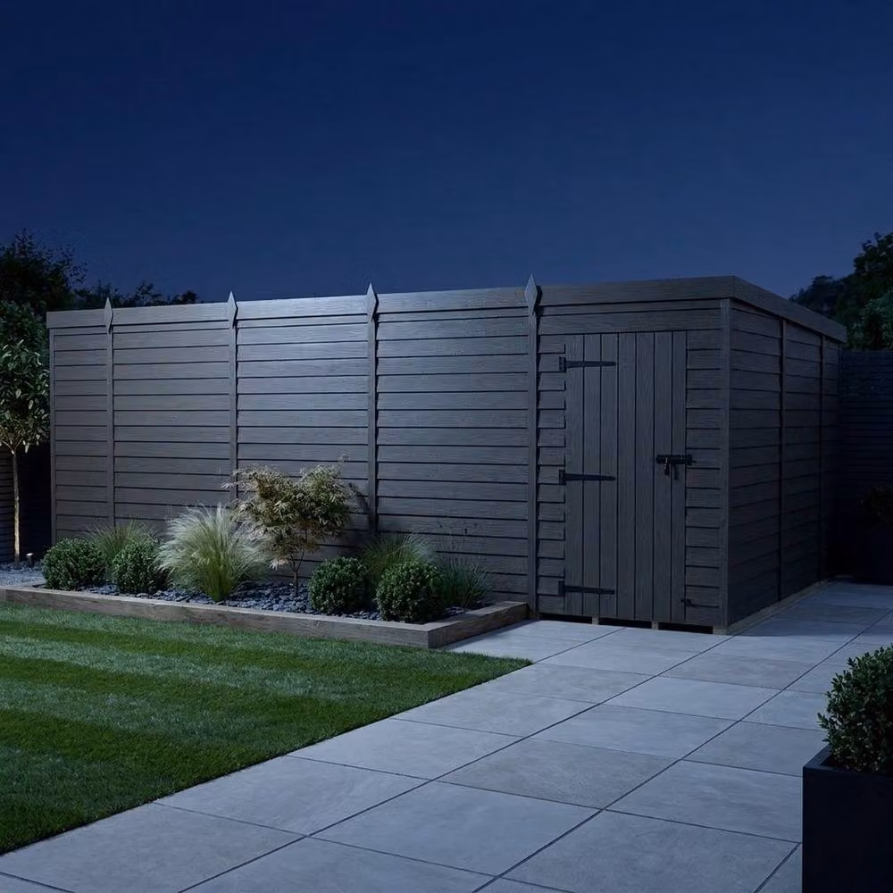 Buttercup Farm Grey Composite Pent Garden Shed with Single Door and No Windows, W: 564 cm, D: 305 cm, H: 210 cm – 3