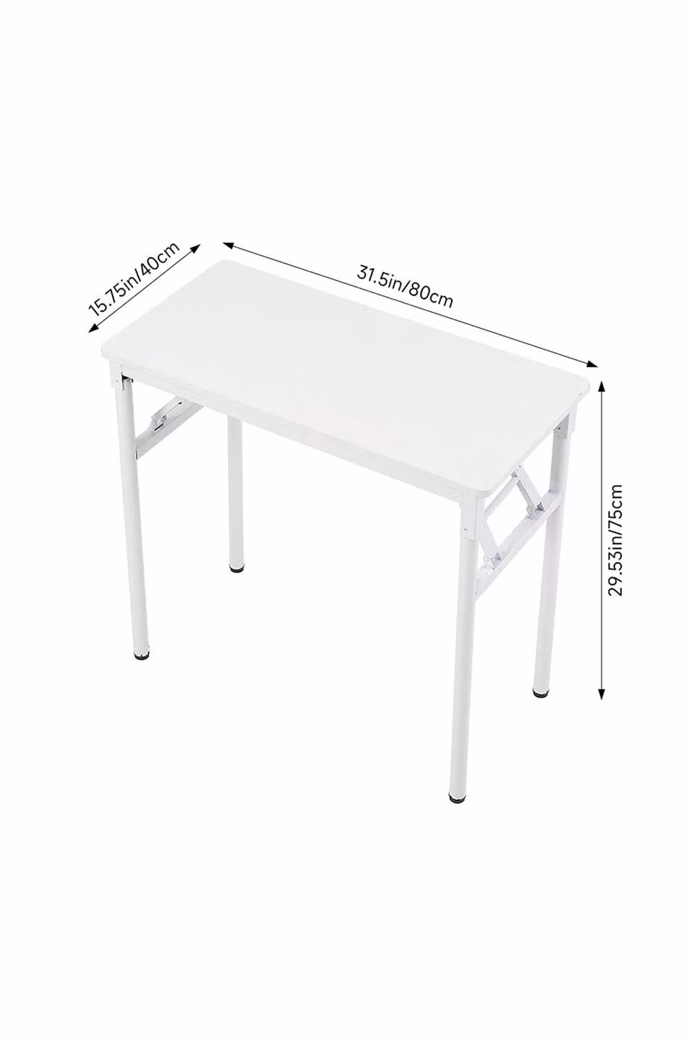 Living and Home White Foldable Computer Desk for Home Office, W: 80 cm, D: 40 cm, H: 75 cm – 2