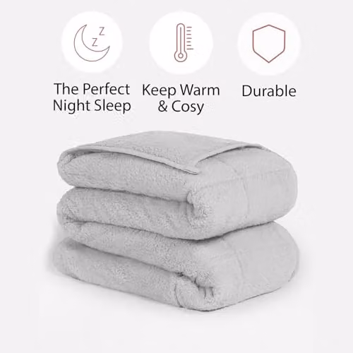 Brentfords Teddy Fleece Weighted Blanket for Adults, 6kg, Grey, W/D/H: 125 x 180 cm – 3