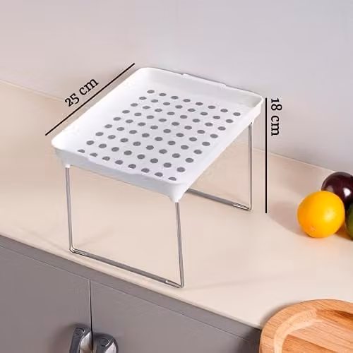 Orsina Adjustable Plastic Kitchen Cabinet Shelf Inserts in White and Grey – 2