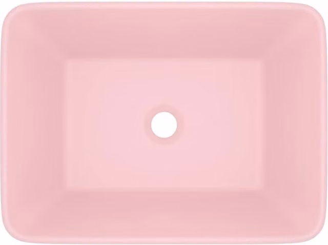 Berkfield Home Luxury Ceramic Wash Basin in Matt Pink, W: 41 cm, D: 30 cm, H: 12 cm
