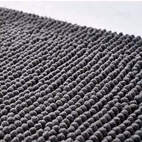 OHS Grey Chenille Noodle Bath Mat, Non-Slip and Washable, W/D/H: 45 x 75 cm – 3