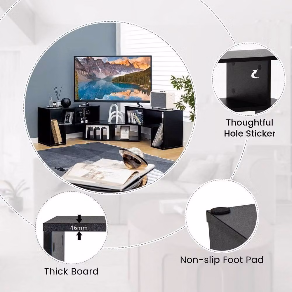 KORVIXA Minimalist Adjustable TV Stand in Black, Width: 100 cm – 3