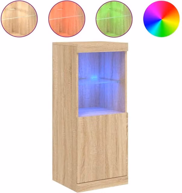 Berkfield Home Modern Sideboard with Integrated LED Lights in Sonoma Oak, Tan, W/D/H: 41 x 37 x 100 cm