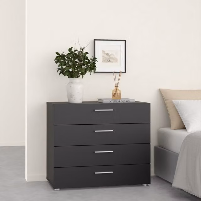 Furniture To Go Pepe Modern Glossy Black Chest of Four Drawers