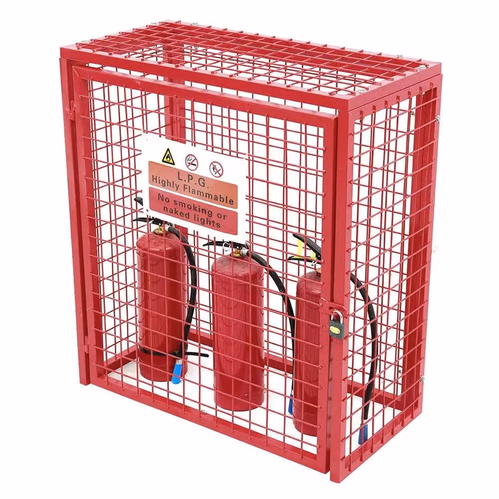 FLAVORA Red Collapsible Mesh Gas Bottle Security Storage Cage for 6 x 19kg Bottles, W/D/H: 100 x 60 x 110 cm – 2
