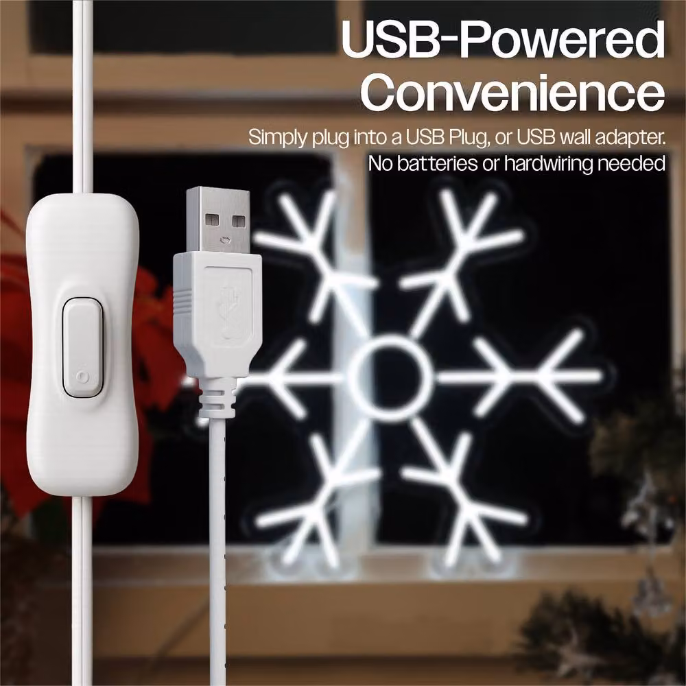Xmas Haus Silhouette Neon LED Snowflake Light, White, W: 36 cm, H: 40 cm – 3