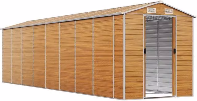 Berkfield Home Garden Shed in Light Brown, Galvanised Steel, W/D/H: 191 x 725 x 198 cm