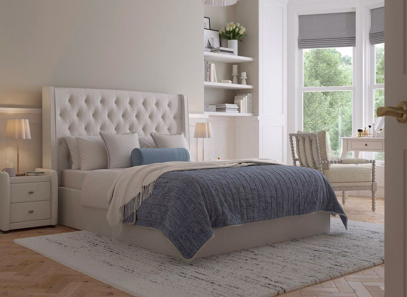 Dreams Deacon Upholstered Ottoman Bed Frame in White