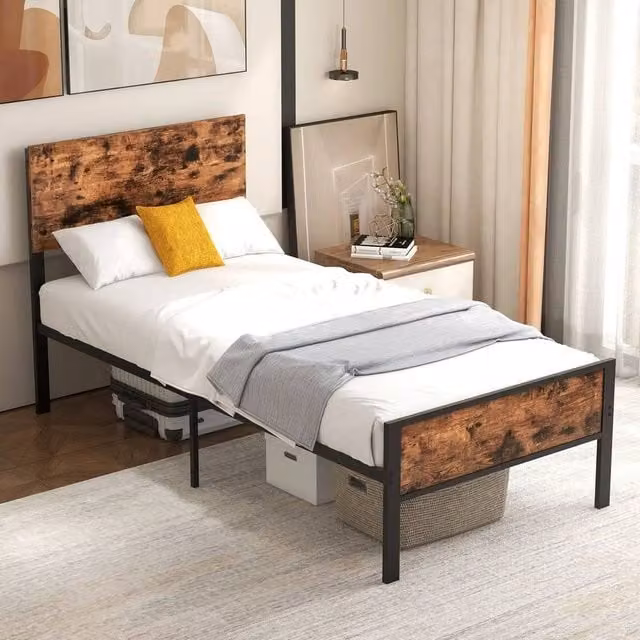 KORVIXA Single Metal Platform Bed Frame, Multicolour, W/D/H: 90 x 200 cm