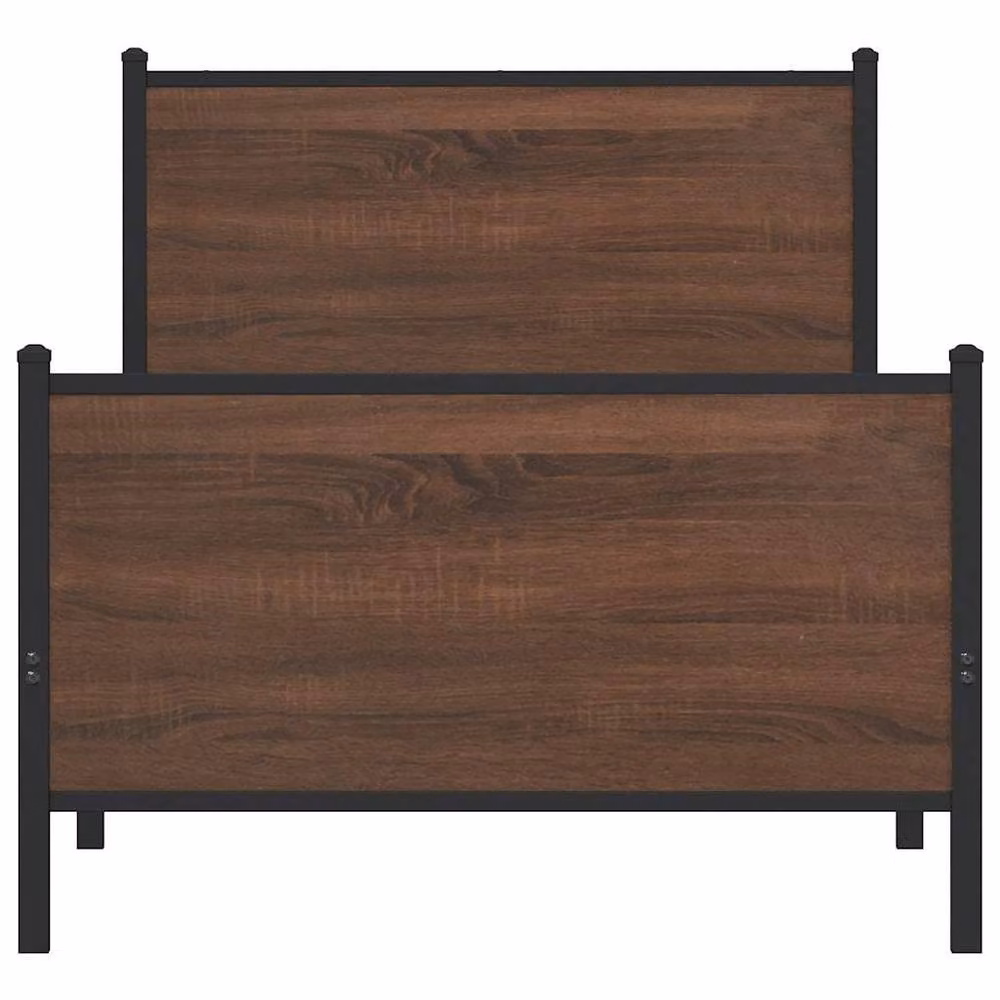 Berkfield Home Metal Bed Frame in Brown Oak, W: 80 cm, L: 200 cm – 4