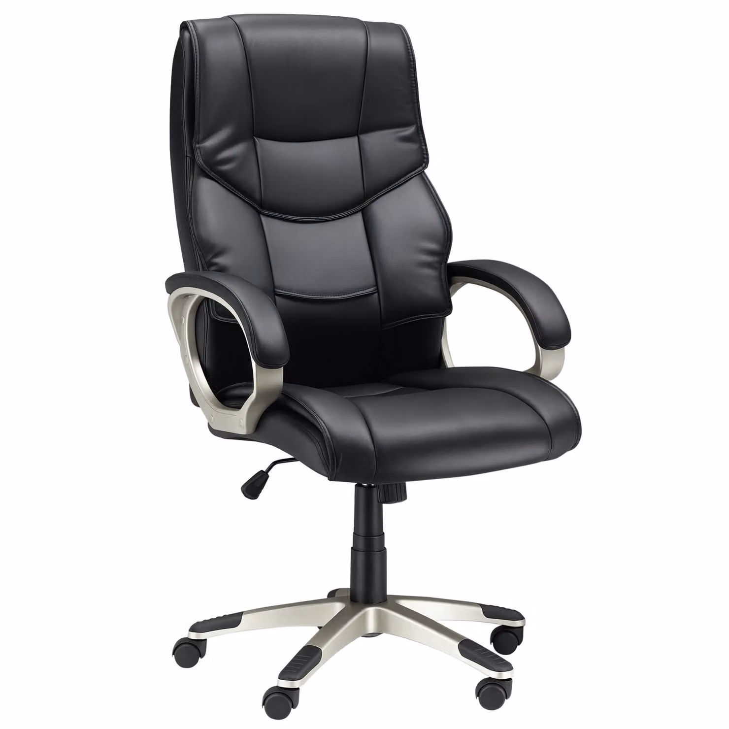 HOMCOM Black Faux Leather Executive Swivel Office Chair with Armrests and Castors – 2