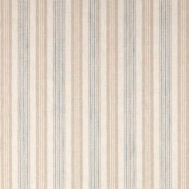Terrys Positano Modern Striped Woven Cotton Fabric Panel in Blue and Beige