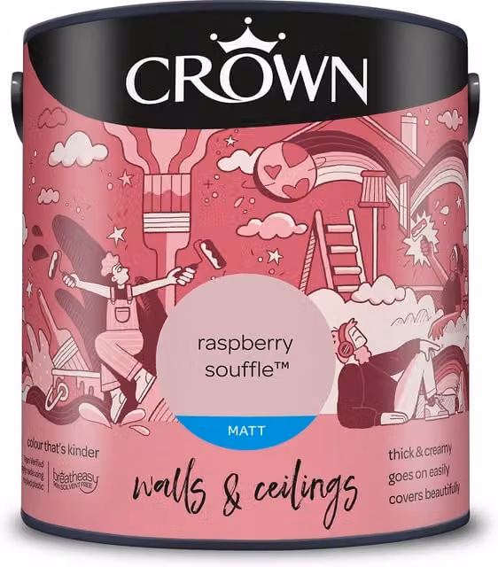 Crown Paints Matt Emulsion Raspberry Souffle Pink 2.5l