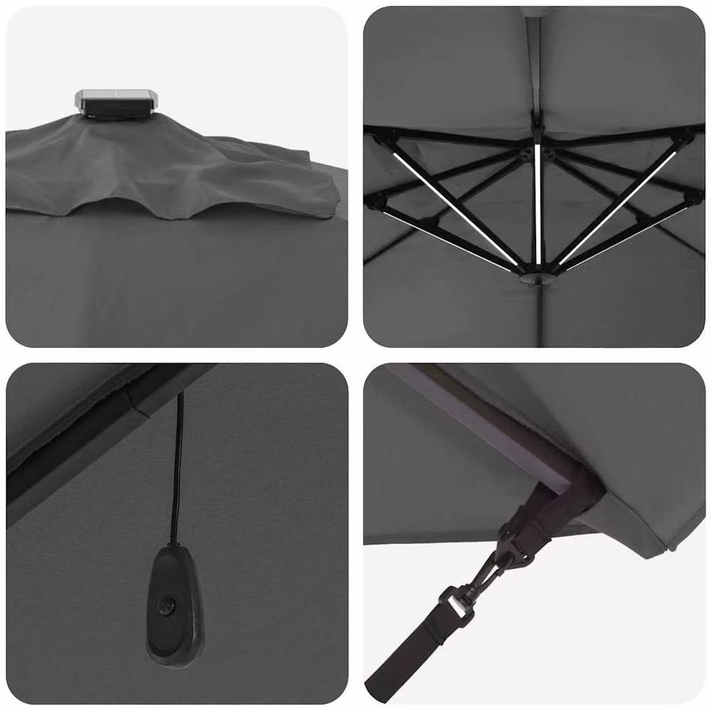 Berkfield Home Roma Cantilever Parasol with LEDs in Anthracite, W/D/H: 352 x 251 x 265 cm – 4