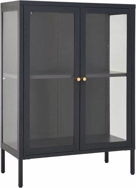 Berkfield Home Anthracite Sideboard in Grey Steel and Glass, W/D/H: 75 x 35 x 105 cm – 1