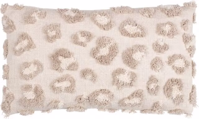 Make it a Home Maeve Tufted Cotton Cushion in Beige and White with Feather Filling