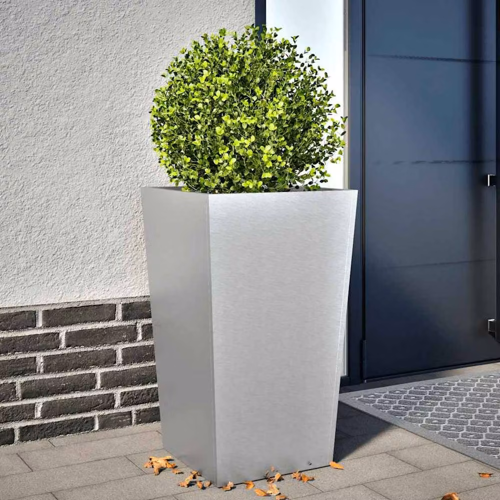 Berkfield Home Durable Galvanised Steel Garden Planter Tub in Grey, W/D/H: 45 x 45 x 75 cm – 2