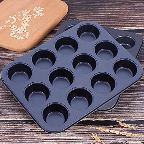 KAV Non Stick 12 Cup Muffin Tray Mould in Black Carbon Steel, W/D/H: 33 x 26.5 x 3 cm – 4
