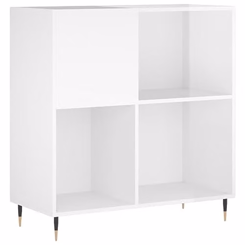 vidaXL Record Cabinet in High Gloss White, W: 84.5 cm, D: 38 cm, H: 89 cm
