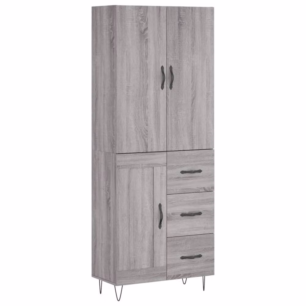 Berkfield Home Grey Sonoma Modern Highboard with Hinged Doors and Internal Shelves, W/D/H: 69.5 x 34 x 180 cm – 3