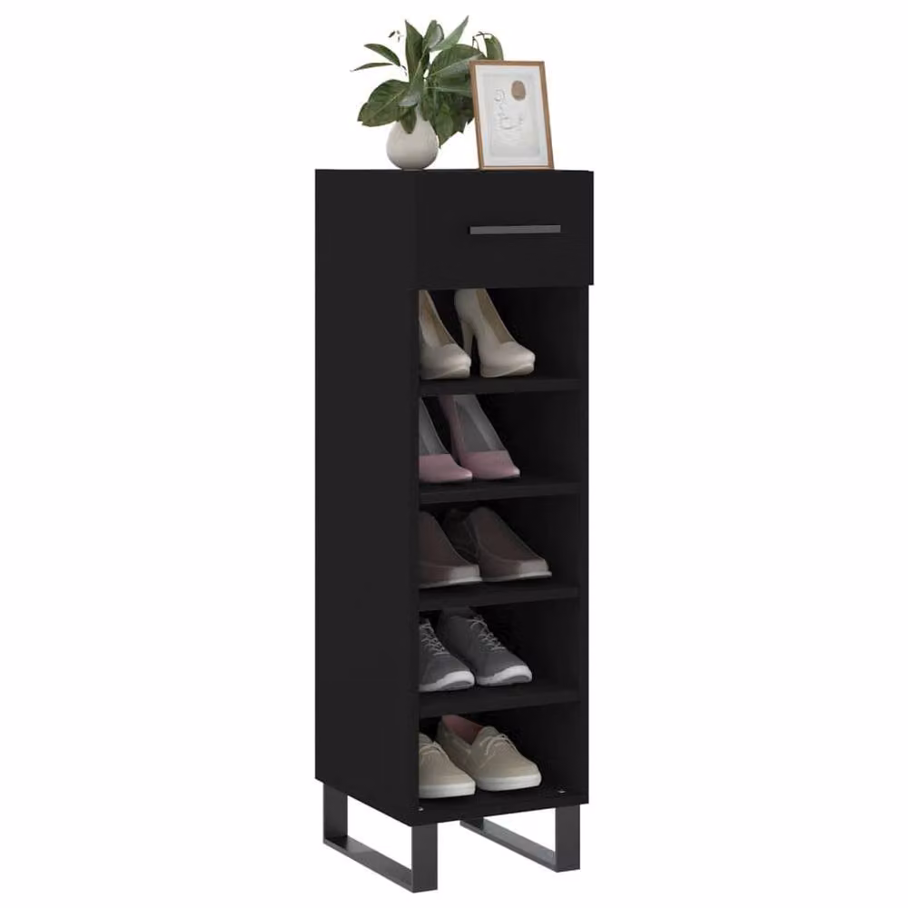 Berkfield Home Industrial Black Wall Mounted Shoe Cabinet with Internal Shelves, W/D/H: 30 x 35 x 105 cm – 3