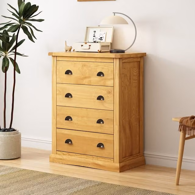 Cabinet Bits Lucca 4 Drawer Petite Chest of Drawers in Brown with Gold Brass Handles – 1