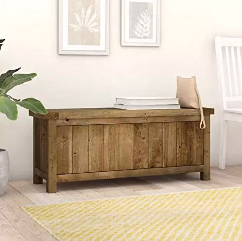 Julian Bowen Aspen Reclaimed Pine Ottoman Storage Bench in Natural Brown, W/D/H: 100 x 45 x 45 cm – 2