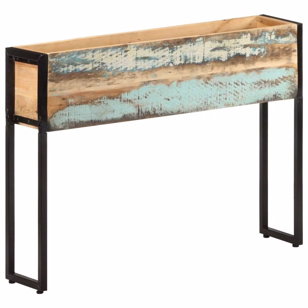 Berkfield Home Planter in Brown Reclaimed Wood and Metal, W/D/H: 90 x 20 x 68 cm – 1