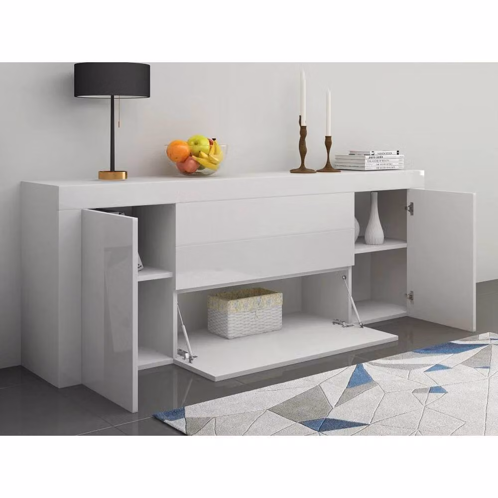 SPETLEK Large Modern Glossy White Wood Sideboard Cabinet – 3