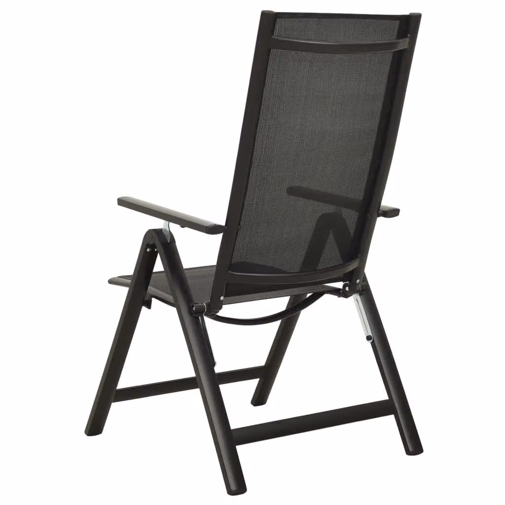 Berkfield Home Set of 2 Folding Garden Chairs in Black Textilene and Powder Coated Aluminium – 3