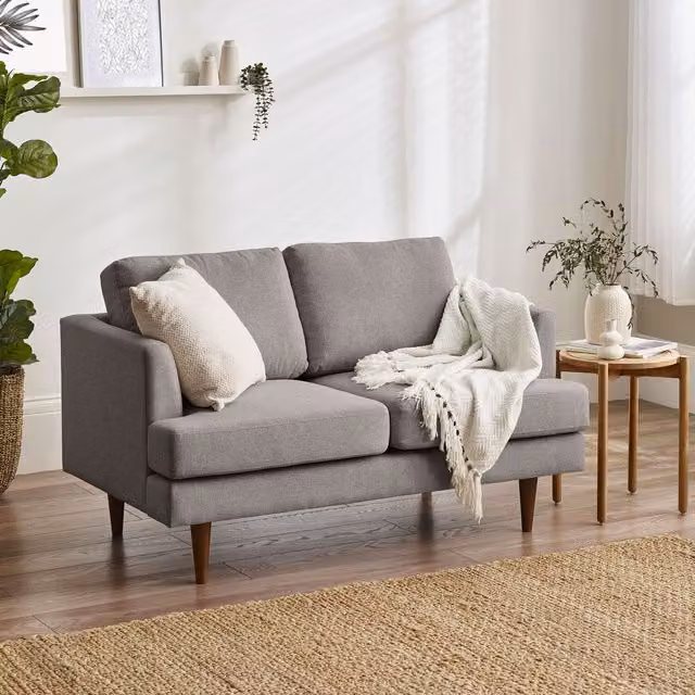 FurnitureboxUK Fleur 2 Seater Fabric Living Room Sofa in Beige