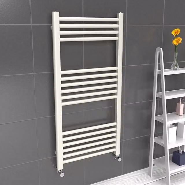 Lux Heat White Steel Wall Mounted Towel Radiator, H: 100 cm x W: 50 cm