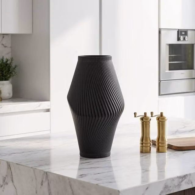 Garden Greatness Maison Graphite Black Sculptural Tabletop Vase, Multicolour, H 40 cm x W 40 cm x D 40 cm x W/D/H: 40 x 40 x 20 cm