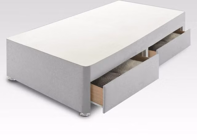 Deluxe Universal Divan Base 3ft6 Large Single in Grey Silver Fabric, W/D/H: 90 x 190 cm