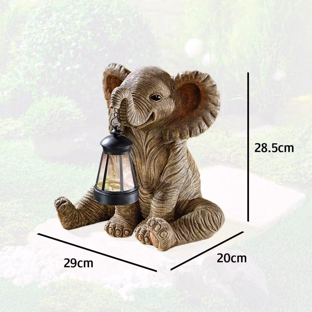 Coopers of Stortford Gainsborough Elephant Solar Lantern Garden Ornament in Grey with Warm White LEDs, Height: 28.5 cm – 4