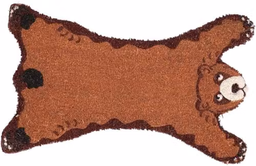 Esschert Design Bear Coir Doormat, Brown, W/D/H: 44.8 x 74.8 x 1.7 cm
