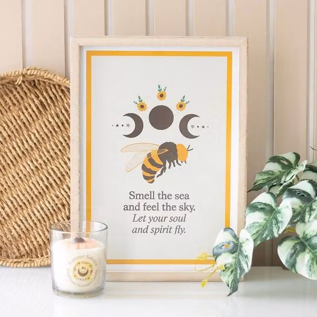 Uniqueful Bee Radiant Bee Framed Wall Art Print, Multicolour, W: 26 cm, H: 35 cm