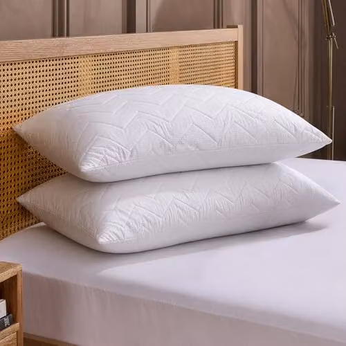 Snuggledown Rebound Quilted Microfibre Pillows, 2 Pack, White, Firm Support, W: 74 cm, H: 48 cm