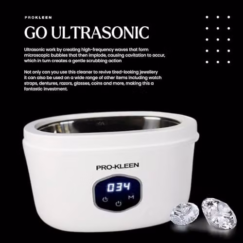 ProKleen White Ultrasonic Jewellery Cleaner with Concentrated Cleaning Solution – 4
